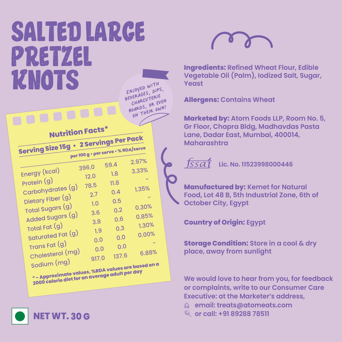Atom Eats Salted Pretzel Large Knots