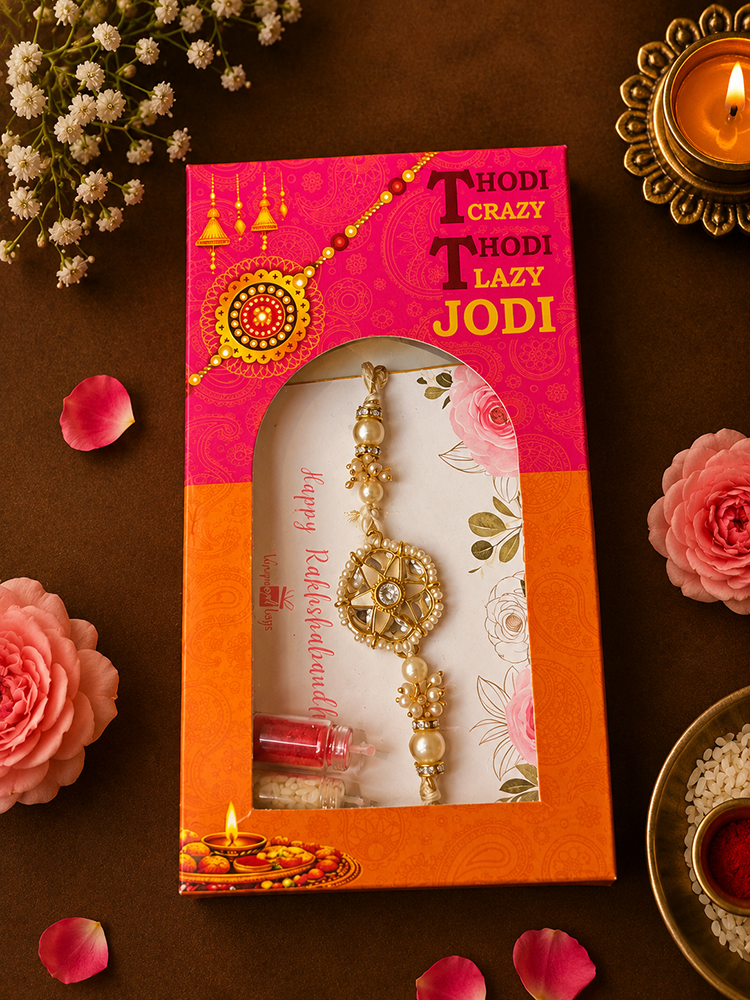 Pearl Kundan Rakhi for Bhai