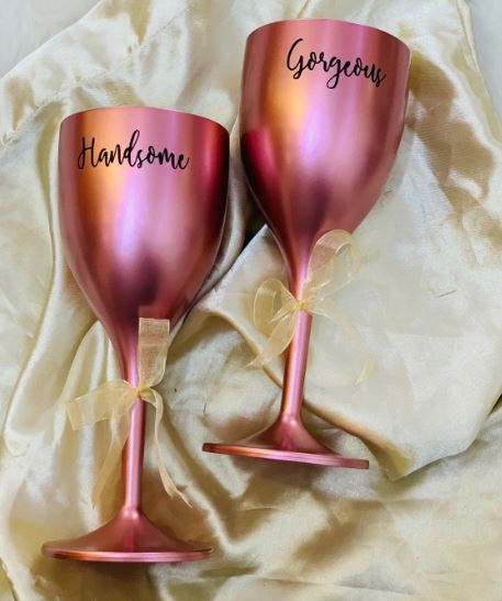 Rose gold wine glass