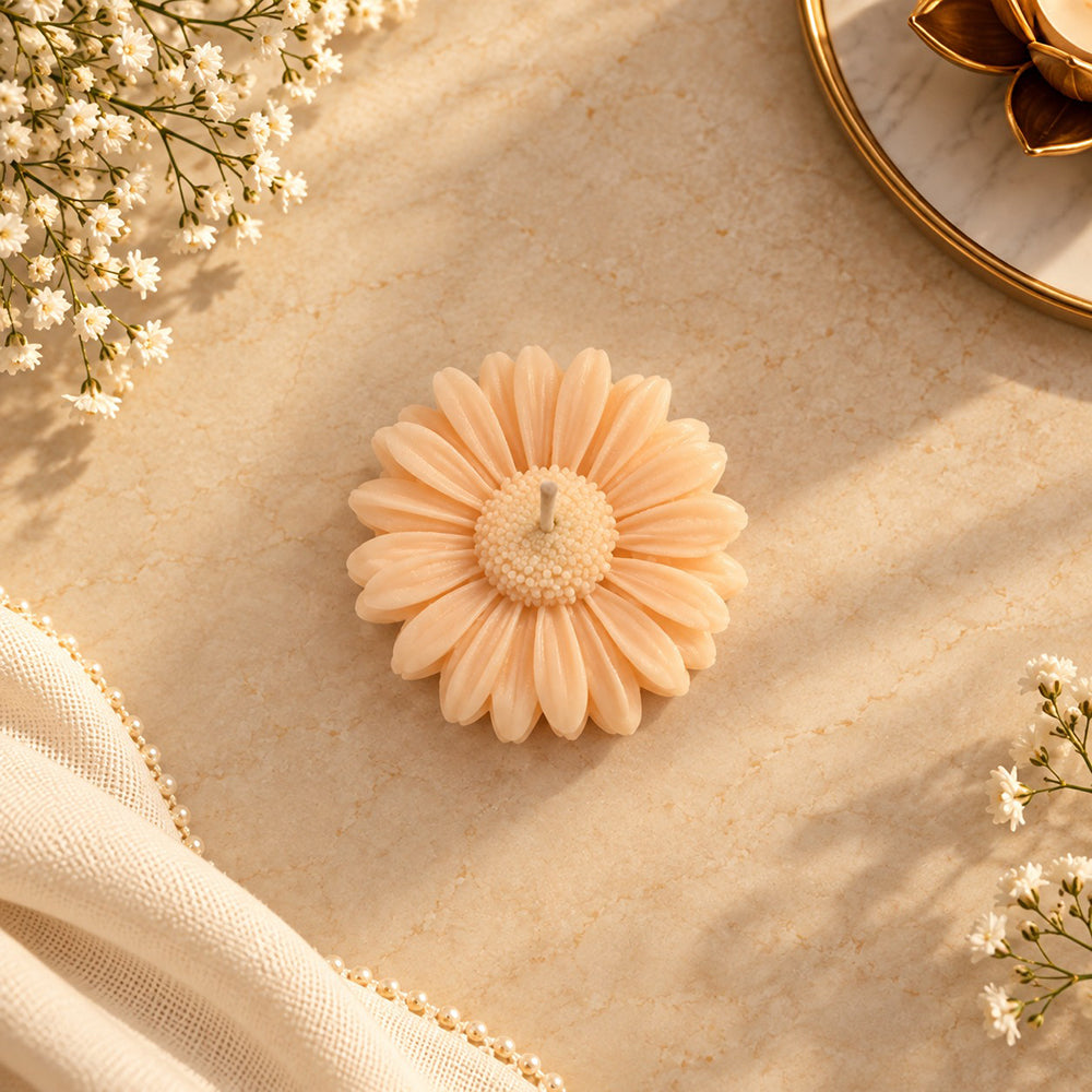 Pink Flower-Shaped Decorative Candle