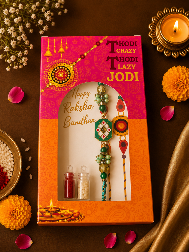Meenakari Charm Rakhi For Bhai