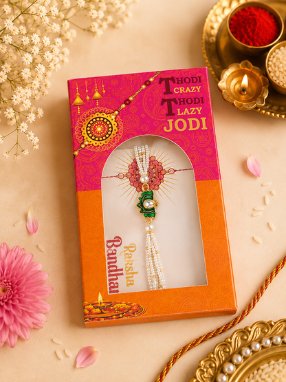 Emerald Kamal Bracelet Rakhi for Bhabhi