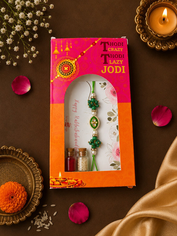 Navy Kundan Evil Eye Rakhi for Bhai