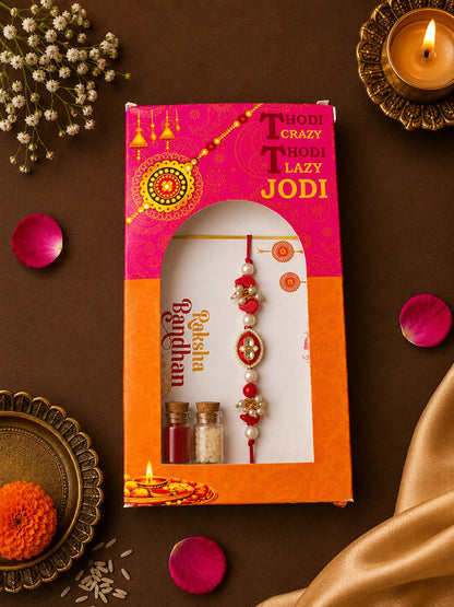 Navy Kundan Evil Eye Rakhi for Bhai