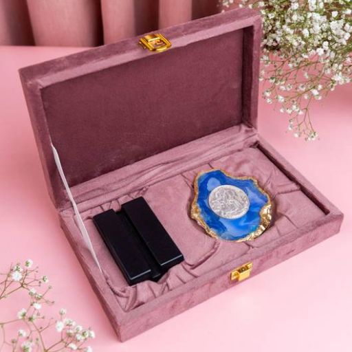 Blue Topaz with Silver Coin