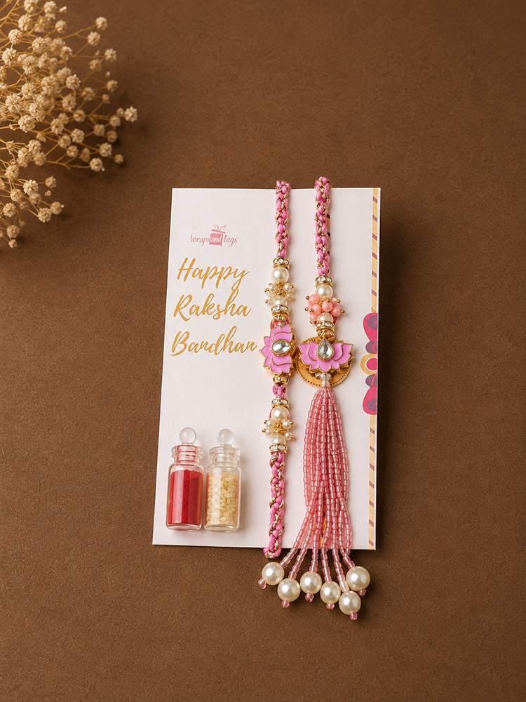 Yellow Kamal Rakhi Set for Bhai-Bhabhi