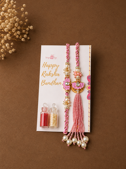 Yellow Kamal Rakhi Set for Bhai-Bhabhi