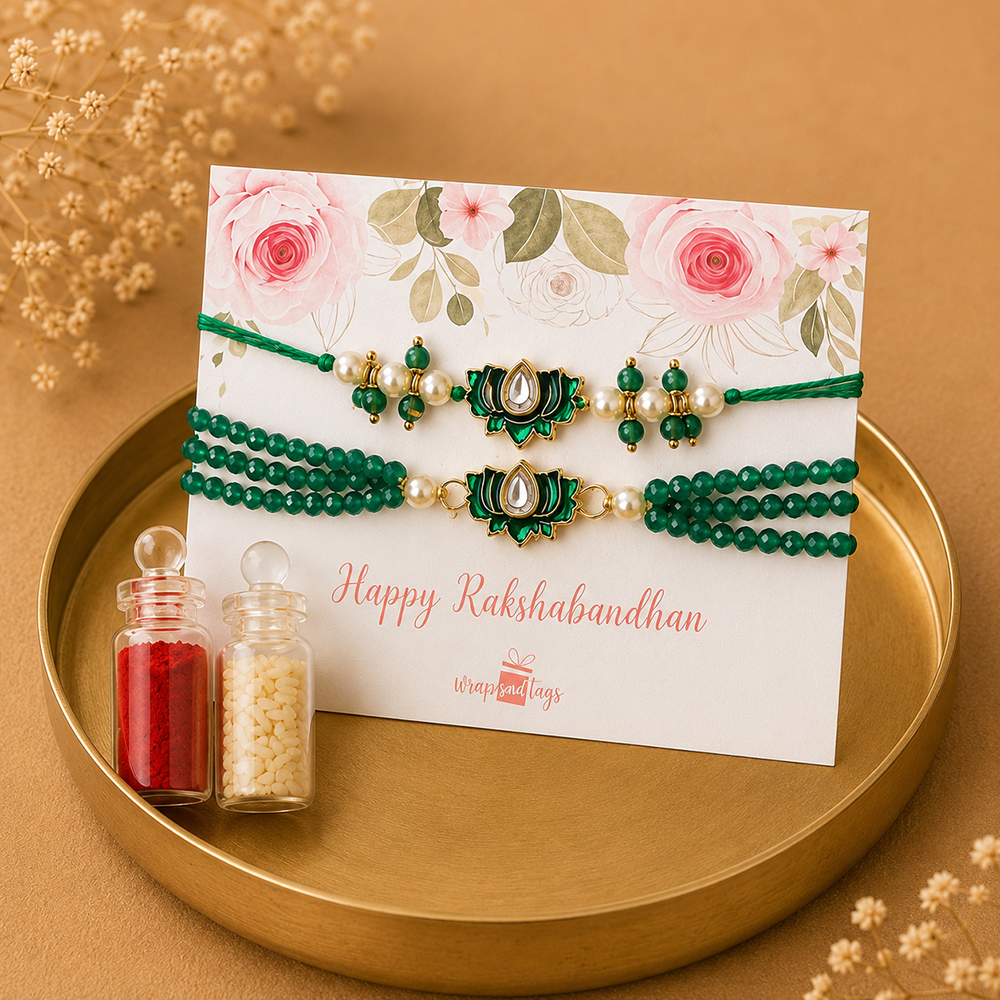 Yellow Kamal Rakhi Set for Bhai-Bhabhi