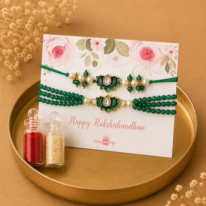 Yellow Kamal Rakhi Set for Bhai-Bhabhi