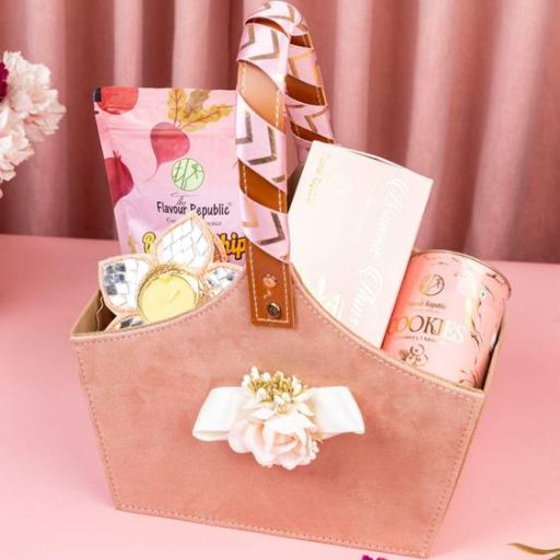 Pink Suede Basket Hamper