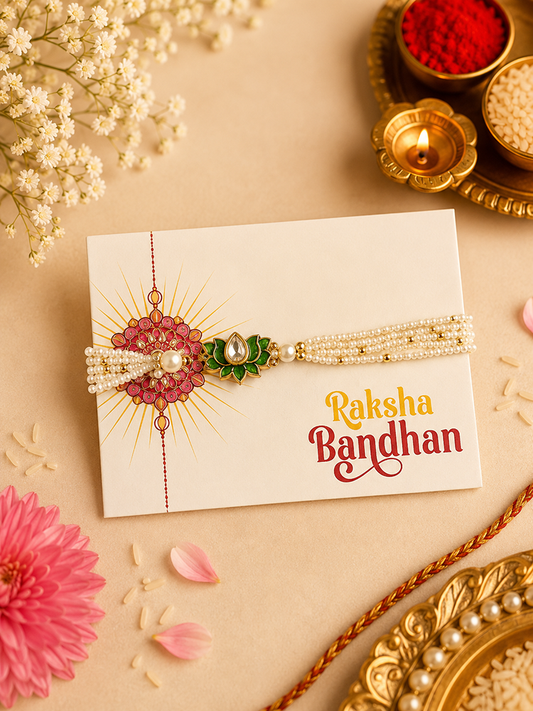 Emerald Kamal Bracelet Rakhi for Bhabhi