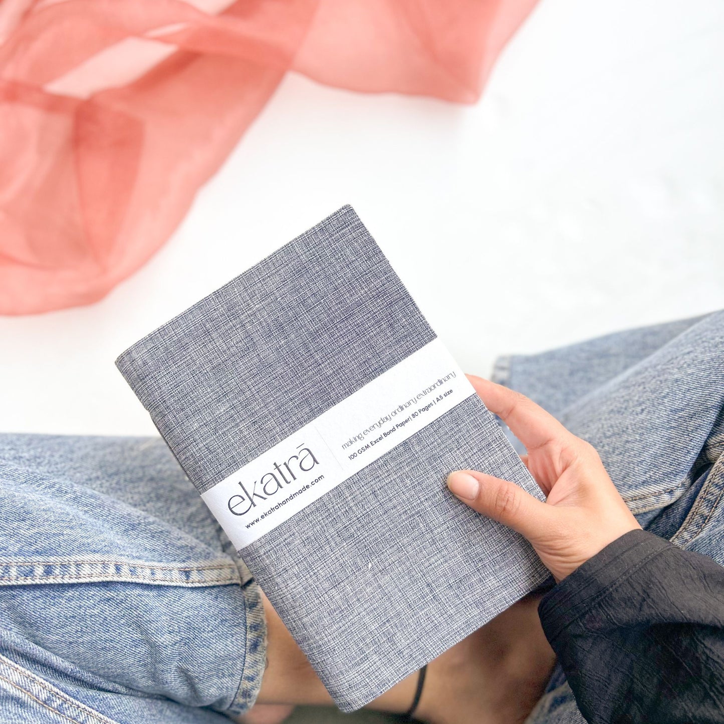 Handcrafted Sustainable A5 Unruled 100 GSM Paper Journal by Ekatra