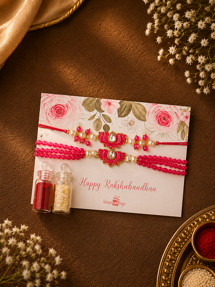 Yellow Kamal Rakhi Set for Bhai-Bhabhi