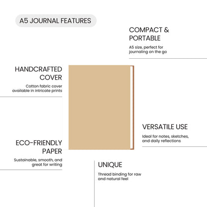 Handcrafted Sustainable A5 Unruled 100 GSM Paper Journal by Ekatra