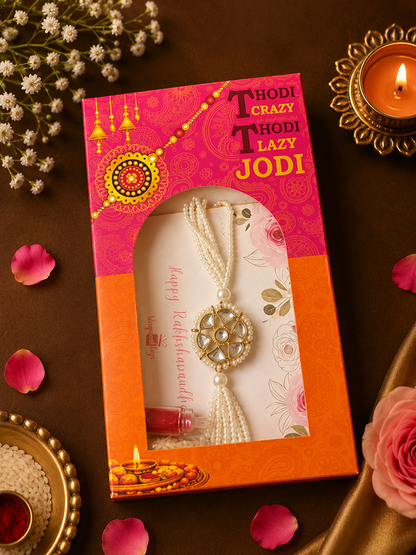 Pearl Kundan Bracelet Rakhi for Bhabhi