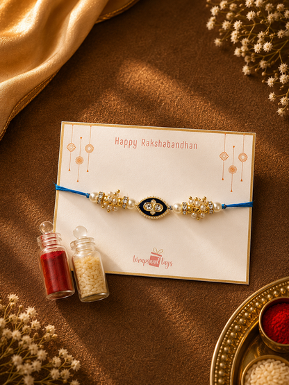 Navy Kundan Evil Eye Rakhi for Bhai