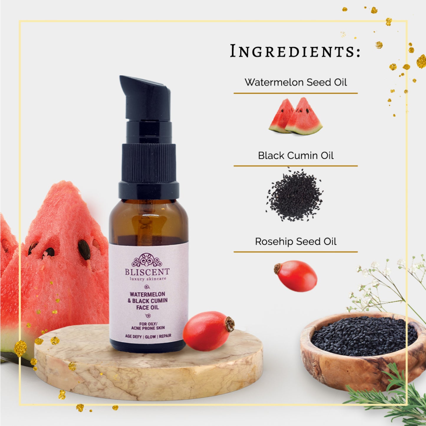 BLISCENT Watermelon & Black Cumin Face Oil