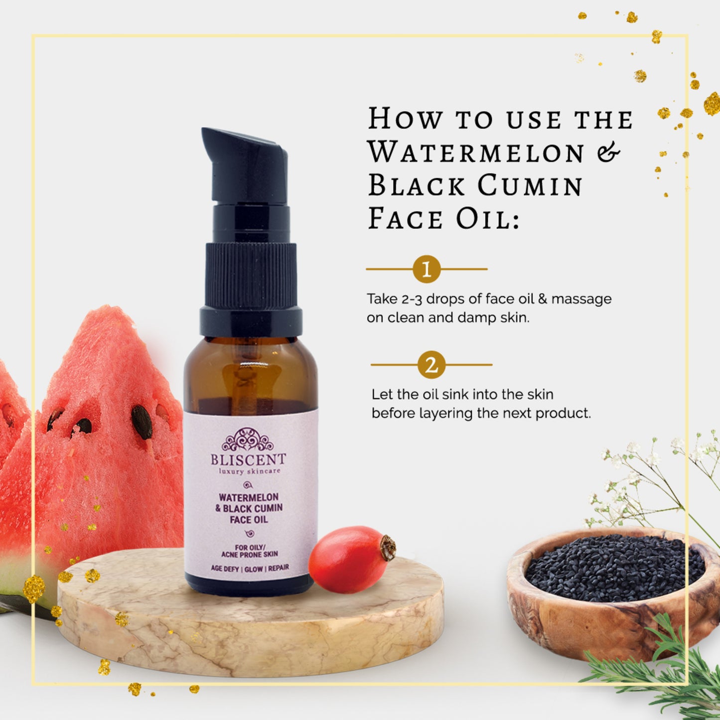 BLISCENT Watermelon & Black Cumin Face Oil
