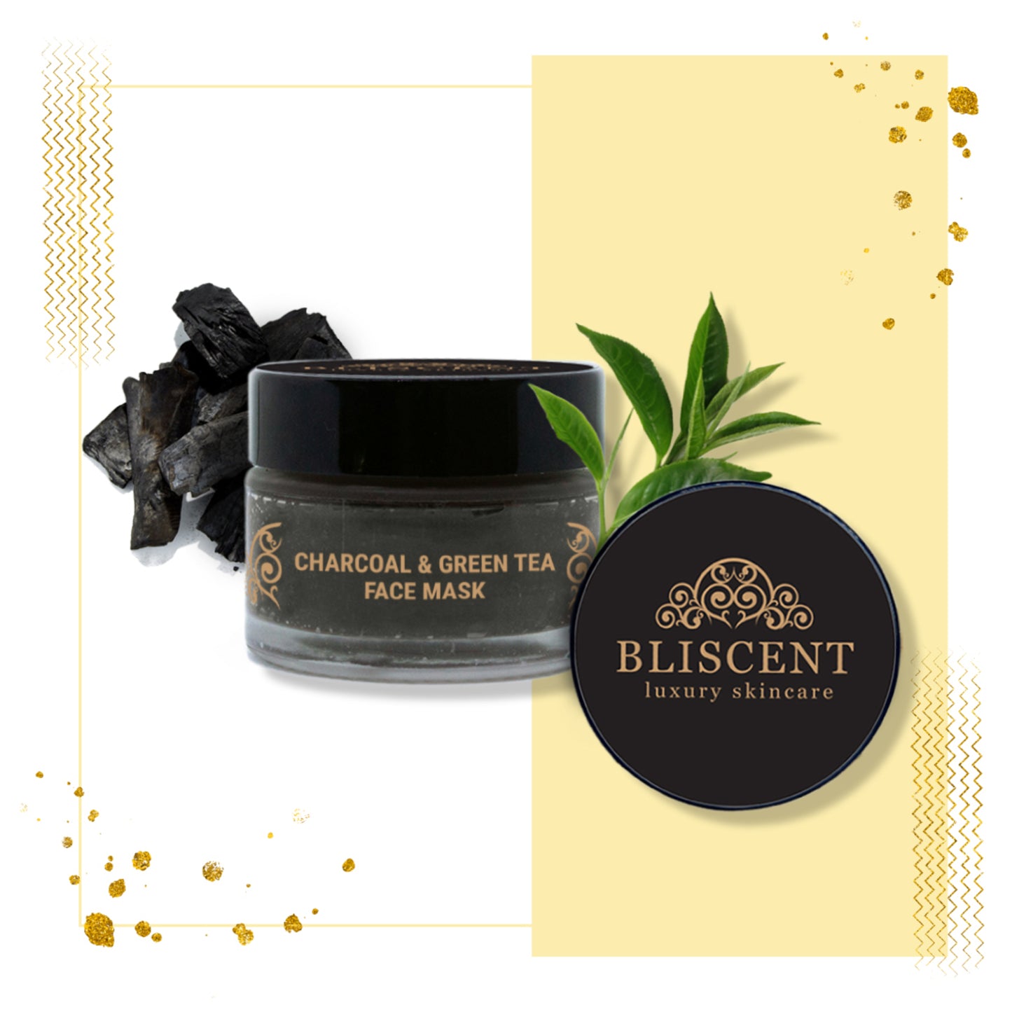 BLISCENT Charcoal & Green Tea Face Mask
