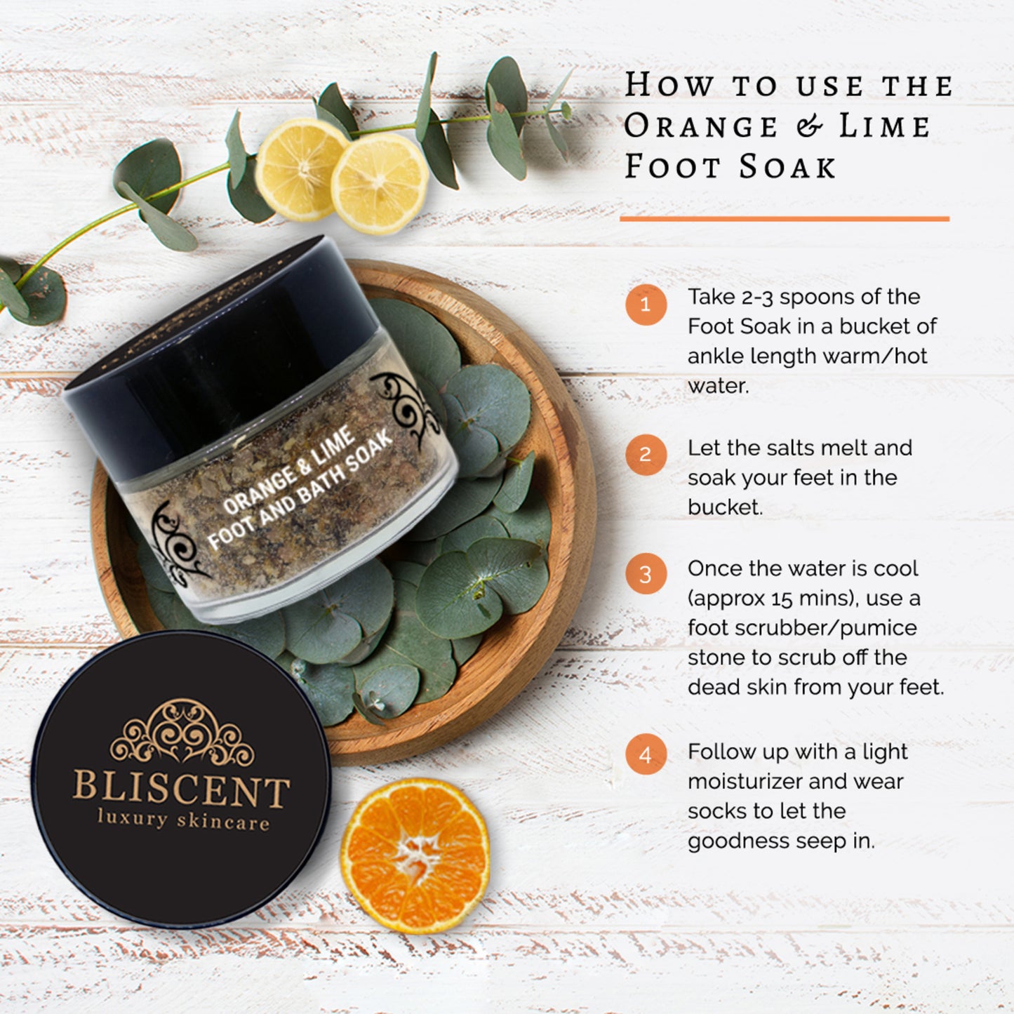 BLISCENT Orange & Lime Bath and Foot Soak