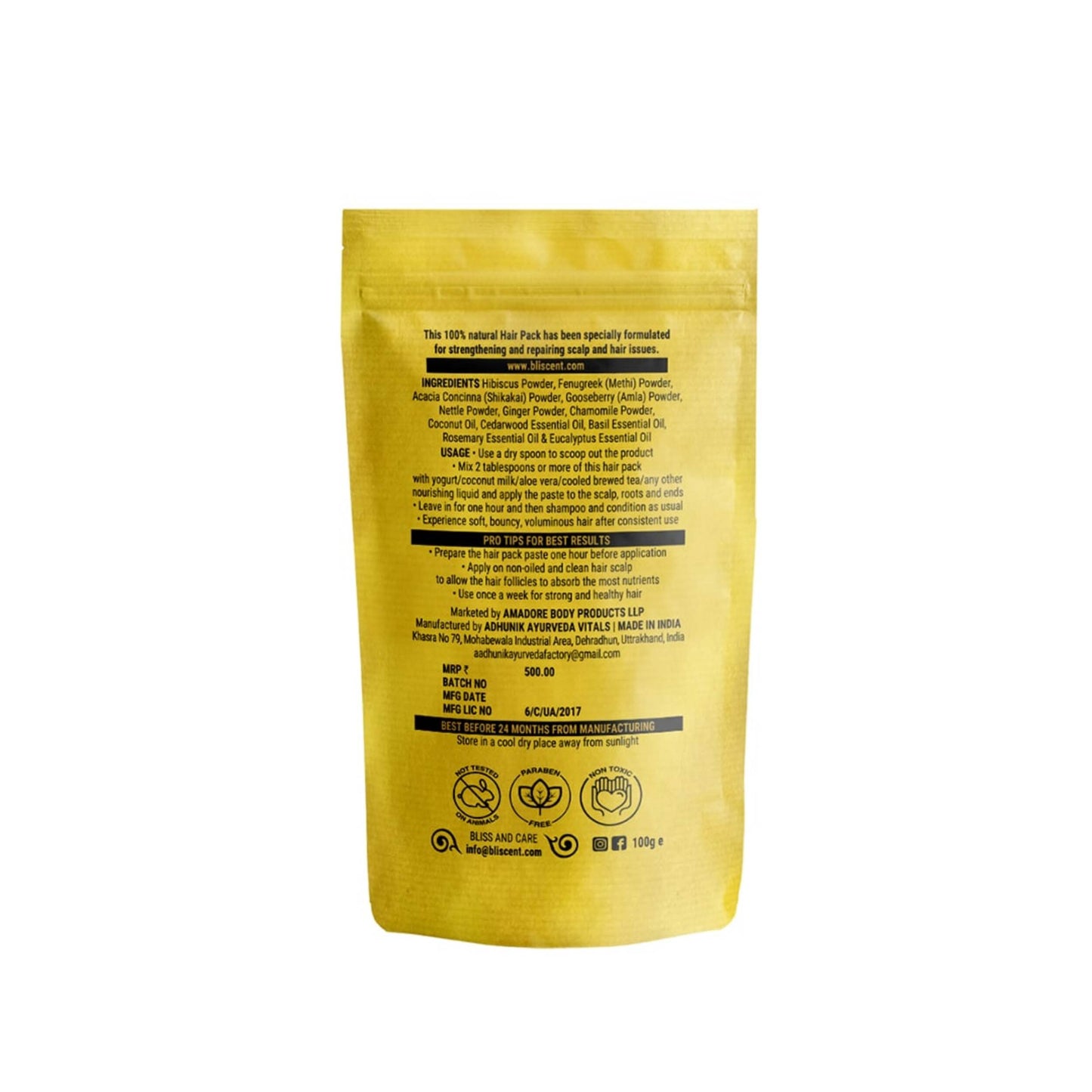 BLISCENT Fenugreek, Nettle & Ginger Hair Pack