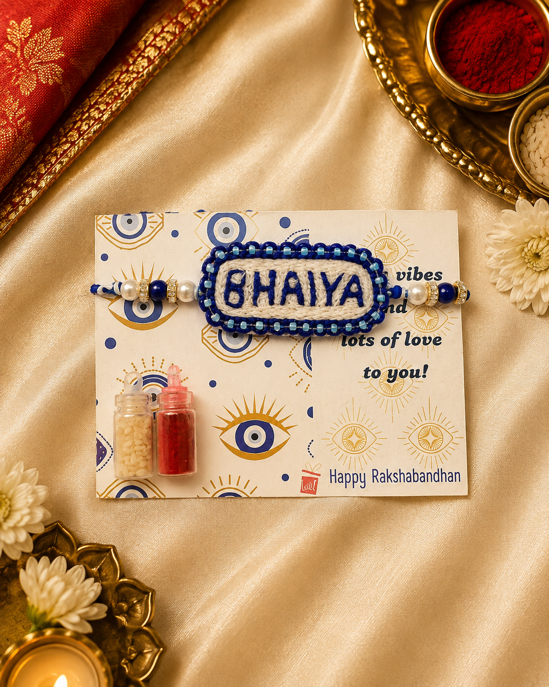 Bhaiya Blue Beaded Rakhi