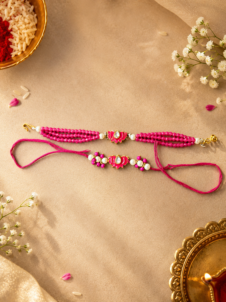 Yellow Kamal Rakhi Set for Bhai-Bhabhi