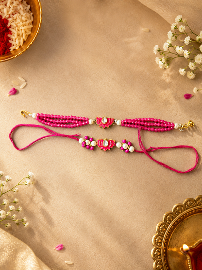 Yellow Kamal Rakhi Set for Bhai-Bhabhi