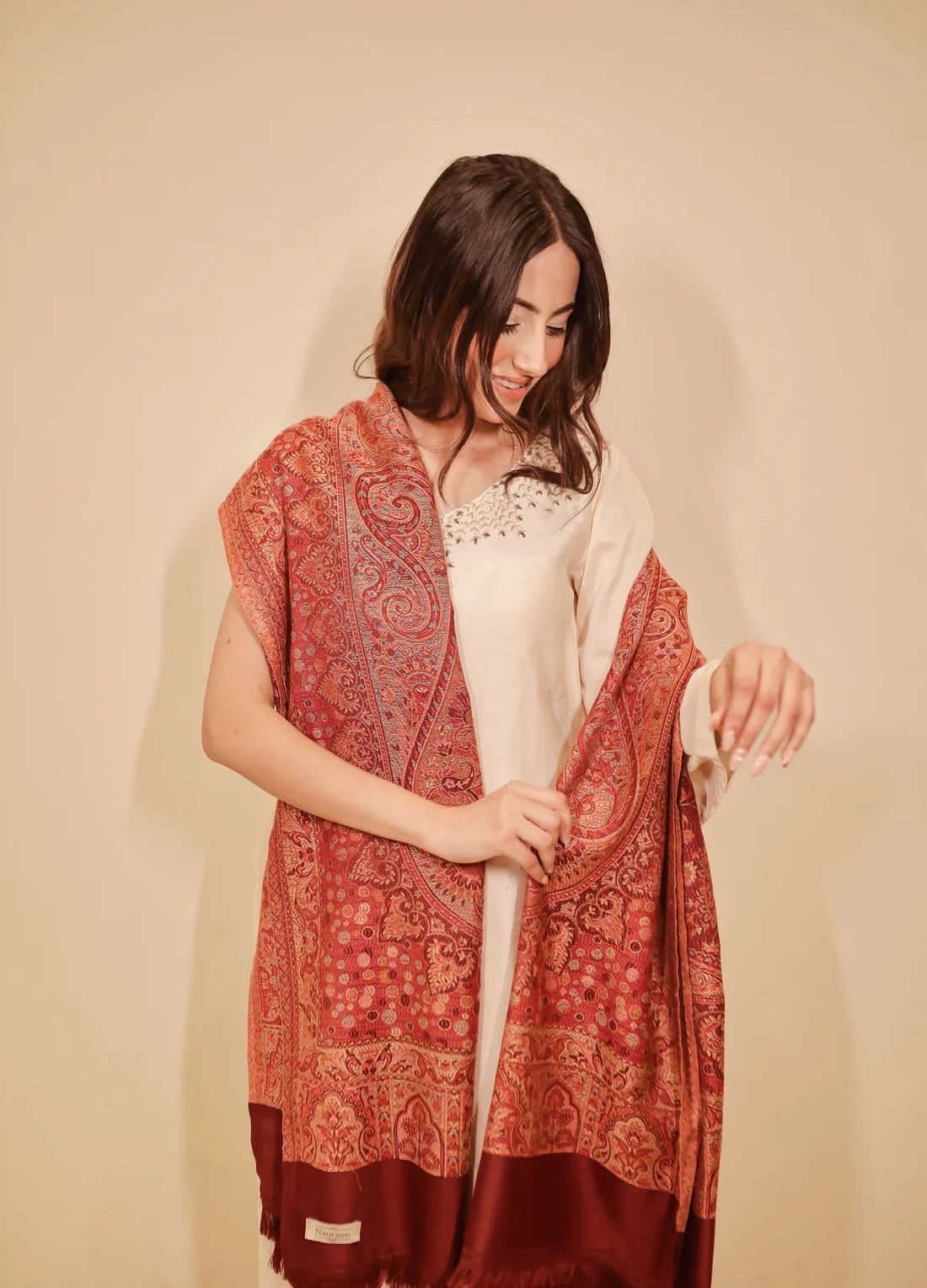 Women Faux Pashmina Kashmiri Jamawar Shawl
