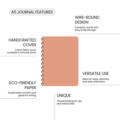 Handcrafted Sustainable A5 Wire Bound ruled 100 GSM paper Journal by Ekatra