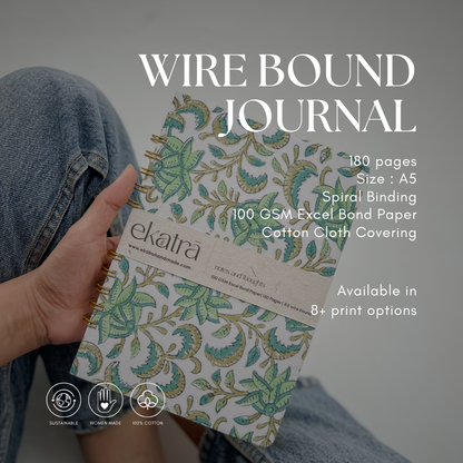 Handcrafted Sustainable A5 Wire Bound ruled 100 GSM paper Journal by Ekatra