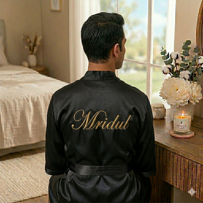 Satin cotton bathrobe