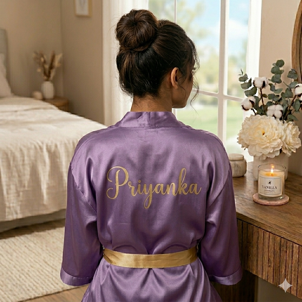 Satin cotton bathrobe