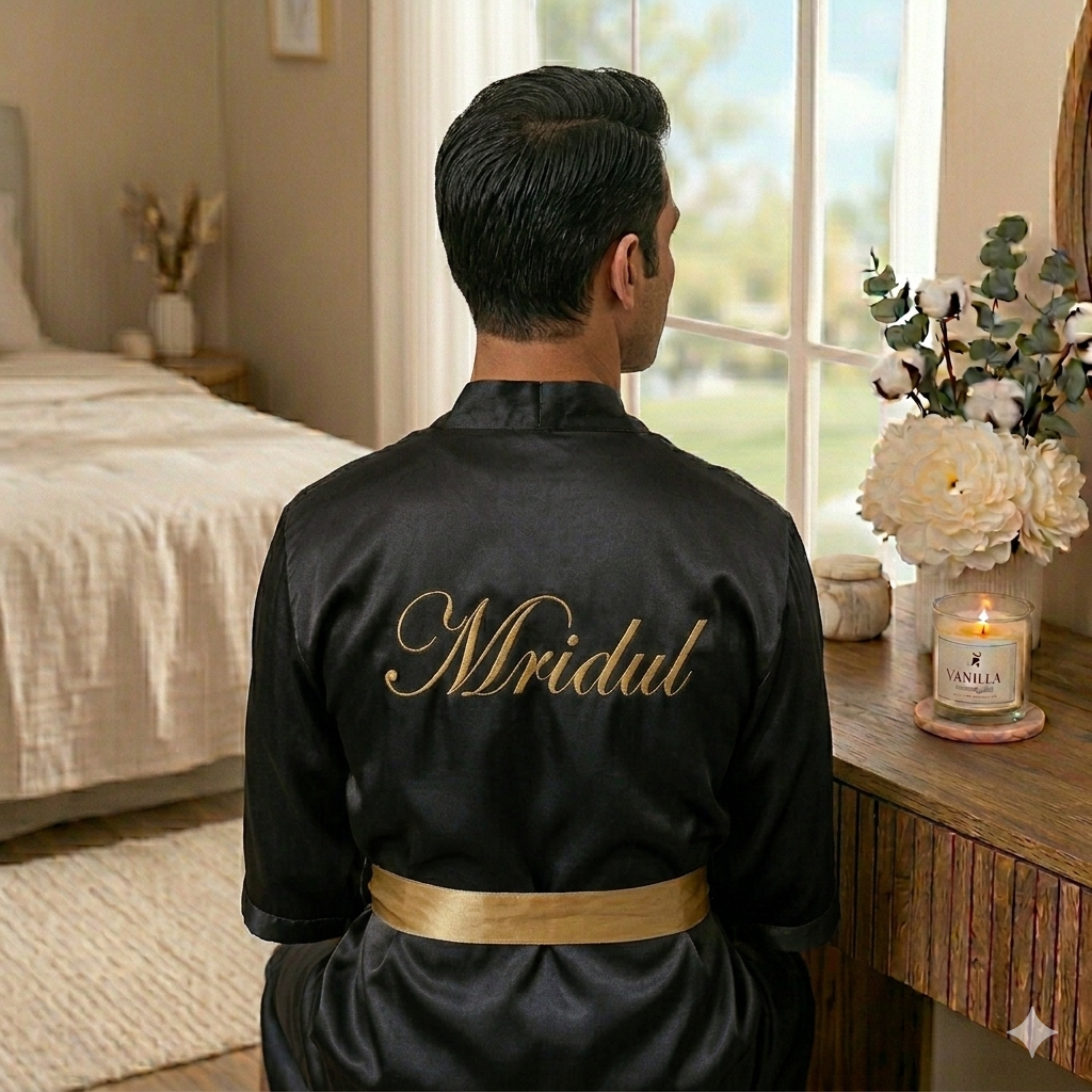 Satin cotton bathrobe