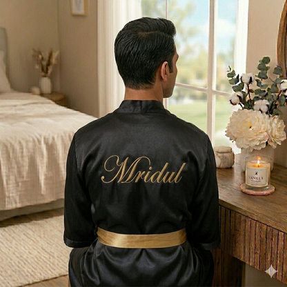 Satin cotton bathrobe