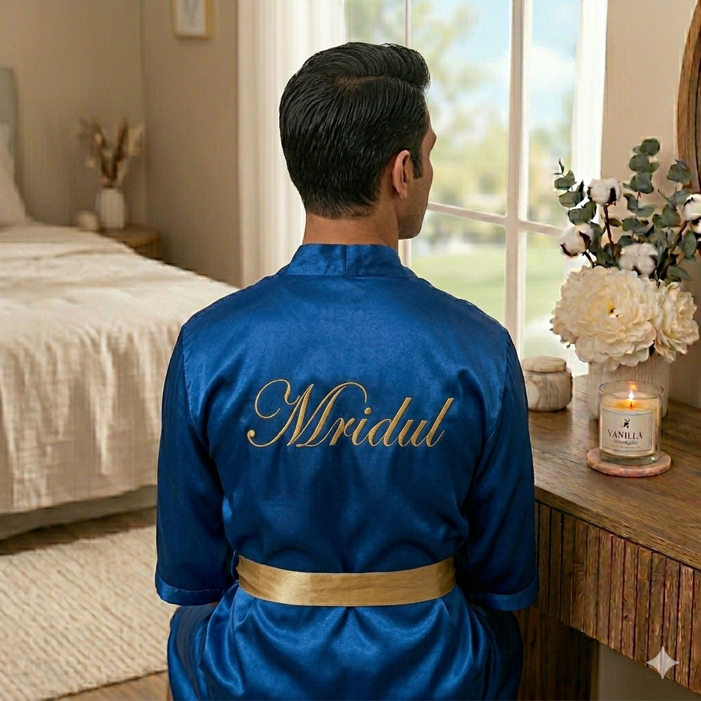 Satin cotton bathrobe