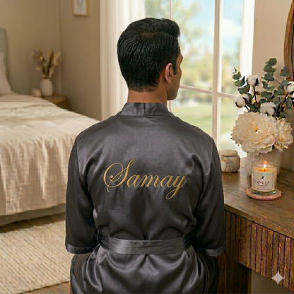 Satin cotton bathrobe