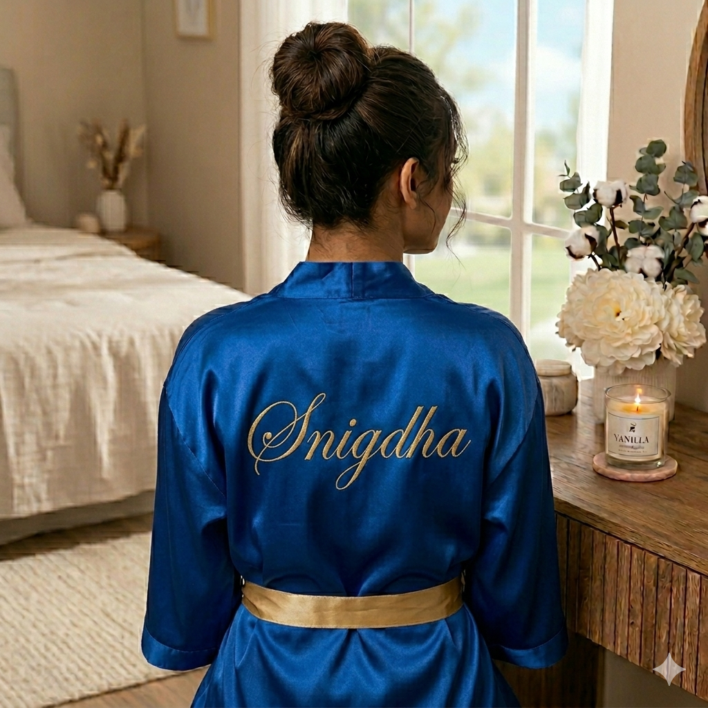 Satin cotton bathrobe