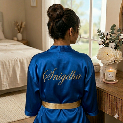 Satin cotton bathrobe