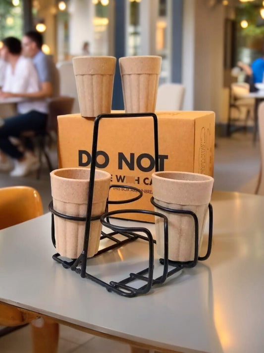 Rice husk cutting chai set of 4