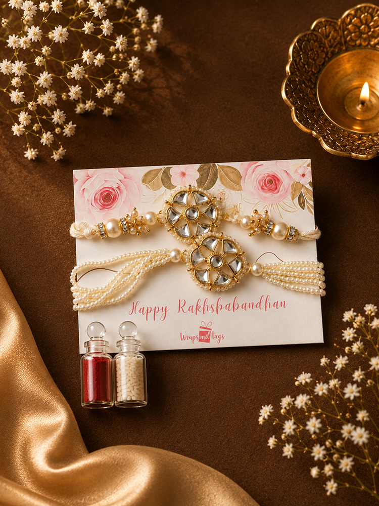 Yellow Kamal Rakhi Set for Bhai-Bhabhi