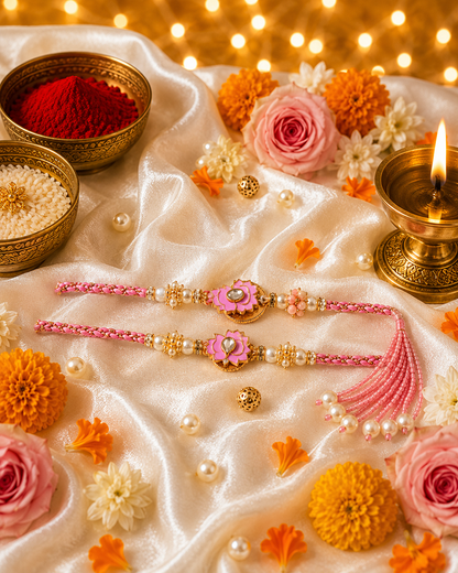 Yellow Kamal Rakhi Set for Bhai-Bhabhi