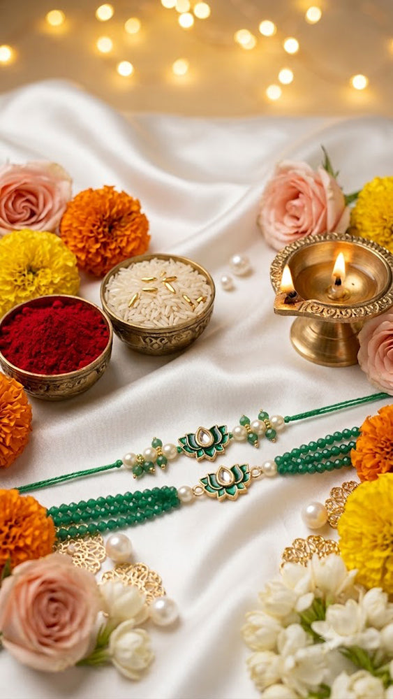 Yellow Kamal Rakhi Set for Bhai-Bhabhi