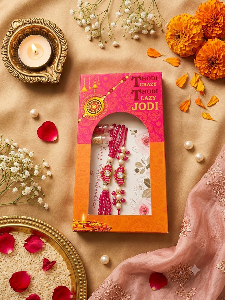 Yellow Kamal Rakhi Set for Bhai-Bhabhi