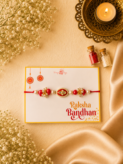Navy Kundan Evil Eye Rakhi for Bhai