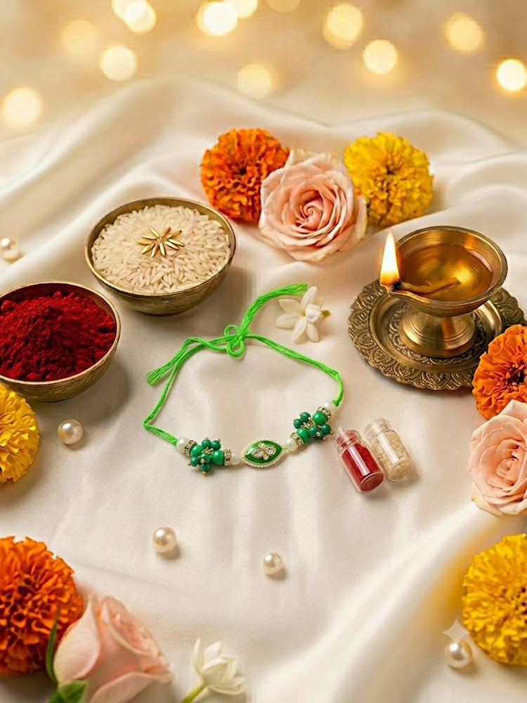 Navy Kundan Evil Eye Rakhi for Bhai
