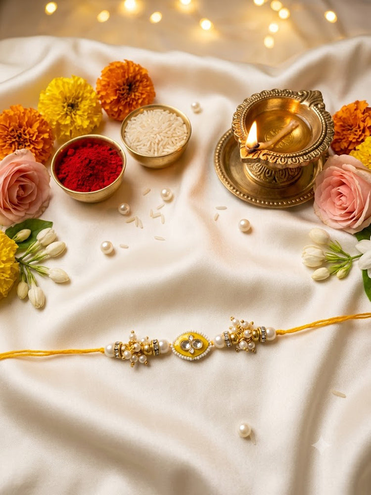 Navy Kundan Evil Eye Rakhi for Bhai