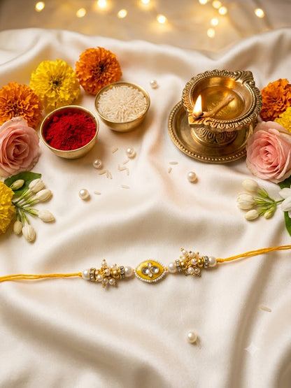 Navy Kundan Evil Eye Rakhi for Bhai