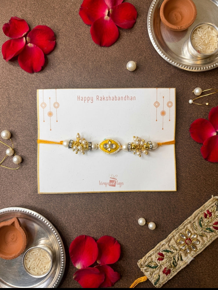 Navy Kundan Evil Eye Rakhi for Bhai