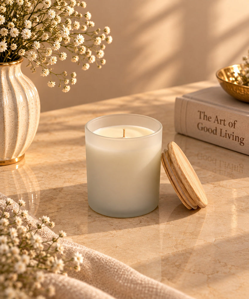 Floral Frosted Glass Scented Candle